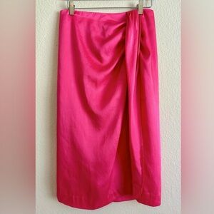 J. Crew Satin Midi  Skirt 8 Pink